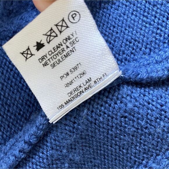 DEREK LAM Sweater Womens Small S Military Blue 100% Wool Pullover V-Neck Crop - Picture 13 of 13